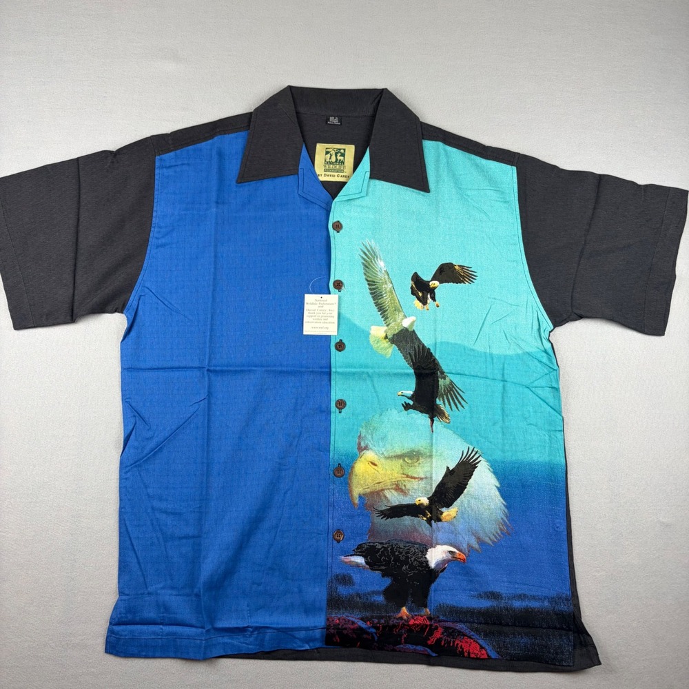 VTG David Carey National Wildlife Eagle Shirt Mens XL Bowling Camp 90s